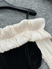 Franclia 女式优雅拼色荷叶边下摆连衣裙，秋季