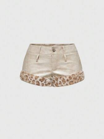 Grunge Punk Short mini sexy Y2K à imprimé peau de crocodile et léopard, taille très basse