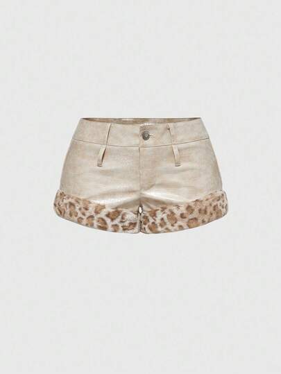 Grunge Punk Y2K Sexy Babe Crocodile Skin & Leopard Print Super Low-Rise Mini Shorts