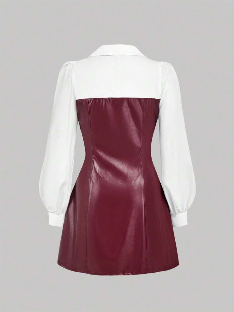 feather and leather dress Faux leather dress with feathers main image 0