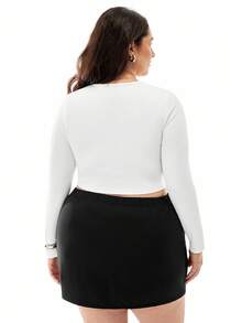 Solavibe Plus Solid Ruched Crop Tee - White - View 5
