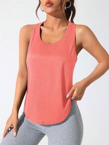 CourtClass Women's Summer Letter Print Racerback Sports Tank Top - Orange - View 3