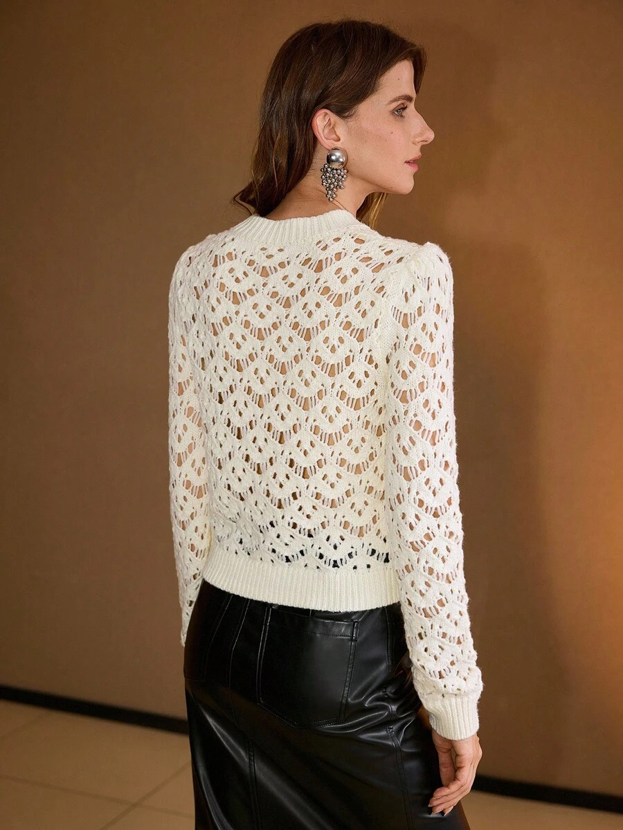 MOTF PREMIUM POINTELLE KNIT ROUND NECK SWEATER