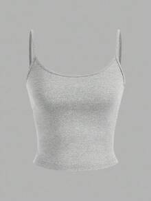 SHEIN EZwear 4 件套女式紧身短款休闲背心，颜色有黑色、棕色、花灰色、白色 - 彩色 - 查看 5