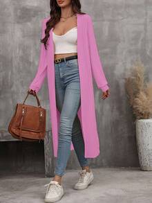 EMERY ROSE 女士休闲纯色浅紫色长袖轻薄外套，适合春、夏、秋、冬、派对、新年、感恩节、情人节、复活节等休闲场合穿着。 - 淡紫色 - 查看 5