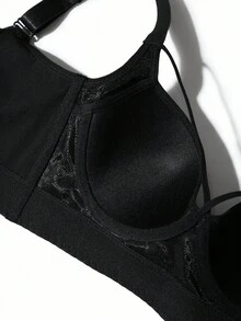 Women's Sexy Black Uplift & Enhance Underwire Bra With Non-Removable Cups - Black - View 9
