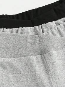 Girlism Bộ 2 quần ống loe trơn màu cho bé gái tuổi teen, thích hợp mặc hàng ngày - Màu Xám nhạt - Xem 3