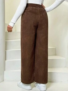 SHEIN Pantalones rectos casuales sueltos y vintage con bolsillos laterales para maternidad, otoño