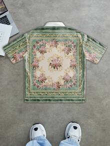 Manfinity ZONE917 男士休闲成熟奢华假日印花衬衫 - 彩色 - 查看 4