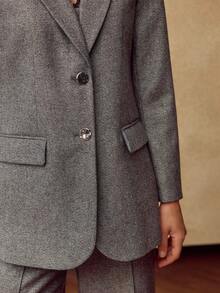 MOTF PREMIUM 女式羊毛花呢亮灰色西装外套，秋冬 - 灰色 - 查看 2