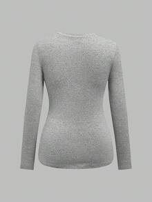 Modmama 3件套孕妇休闲圆领长袖修身孕妇T恤 - 酒紅色 - 查看 4