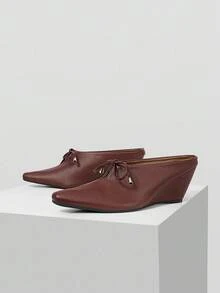 Mnmlis Women's Versatile Platform Wedge Heel Shoes - Burgundy - View 2