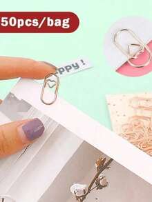 50 件/包可爱心形金玫瑰色夹子书签金属办公配件回形针拼布夹文具情人节、情人节婚礼、生日学校可爱用品女士办公用品、返校、学校用品 - 金色 - 查看 8