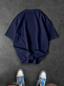 Sport MetroGents Áo thun thể thao cổ tròn tay ngắn in hình tạ cho nam, Bộ áo tập gym mùa hè Áo thể thao nam Áo tập gym Áo tập gym cỡ lớn - Màu xanh hải quân - Xem 2