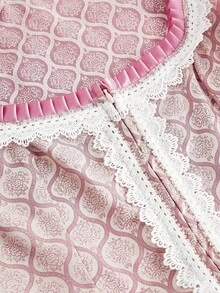SHEIN Frenchy 女士复古刺绣网眼撞色无袖连衣裙 - 粉色 - 查看 3