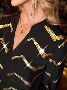 Gownix Bluză elegantă cu mânecă lungă și paiete colorate pentru femei