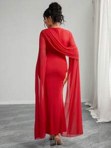 SHEIN Red Long Sleeve Dress, Elegant Maternity Dress For Autumn/Winter