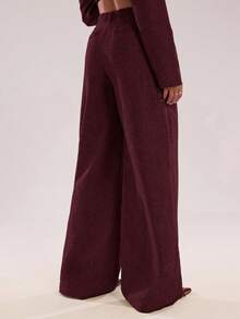 SHEIN BAE Women's Minimalist Elegant Commute Casual Straight Leg Pants Autumn Winter Clothes For Women - Burgundy - View 2