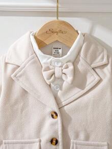 Souflis Souflis 3件套2025秋冬新款优雅法式米色西装外套，白色长袖衬衫，米色裤子，适合聚会、郊游、度假等场合，适合幼儿男孩的绅士装 - 米色 - 查看 5