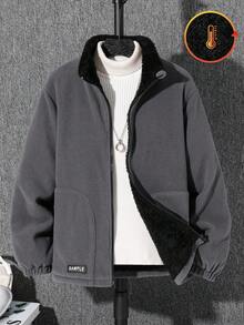 SHEIN 男童休闲日常百搭舒适保暖立领宽松加厚拉链外套，适合生日派对、晚宴、演出、婚礼、洗礼、开幕式等场合，日常穿着也十分合适，适合上学、旅行、运动，尤其适合秋冬季节。 - 深灰色 - 查看 1