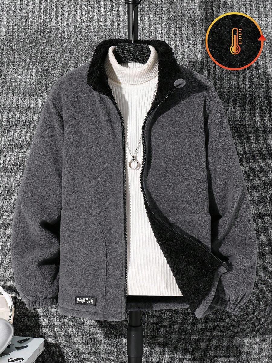 SHEIN 男童休闲日常百搭舒适保暖立领宽松加厚拉链外套,适合生日派对、晚宴、演出、婚礼、洗礼、开幕式等场合,日常穿着也十分合适,适合上学、旅行、运动,尤其适合秋冬季节。 - 深灰色 - 查看 1
