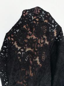 EMERY ROSE Blusa casual feminina simples de cor sólida com patchwork de renda e decote em V, manga comprida, outono