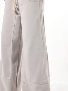 SUMWON WOMEN Pantalones de chándal de pierna ancha con cordón, panel de carga, pantalones de salón cómodos, joggers de invierno acogedores, prendas inferiores amplias y acogedoras - Gris Claro - Ver 6