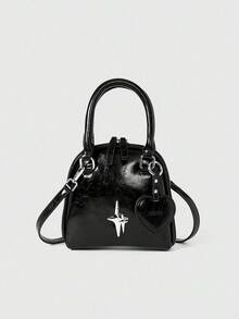 DareSee Mini sac à main décoré de métal à la mode avec pendentif. Idéal pour les festivals de musique, les fêtes Y2K, la rentrée scolaire et les cadeaux de Noël