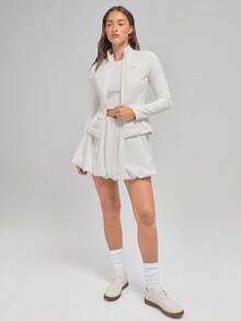 Menodora SHEIN Sport Chaqueta acolchada versátil y casual para mujer, otoño/invierno - Blanco - Ver 4