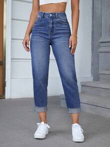 EMERY ROSE 女式口袋细节锥形休闲百搭牛仔裤