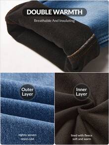 Flexra Calça jeans feminina casual slim fit com forro térmico, outono/inverno - Azul - Ver 2