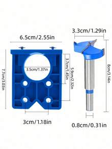 1/2 件隐藏式铰链夹具套件 35 毫米木工钻孔锯套装 木工工具适用于门框橱柜门铰链安装 DIY - 藍色 - 查看 6