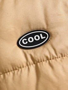 SHEIN Young Boy Letter Patched Vest Coat & Thermal Hoodie & Sweatpants - Black - View 6