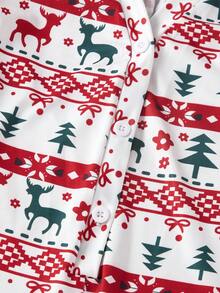SHEIN 女士修身圣诞图案印花连体睡衣，冬季 - 彩色 - 查看 3