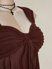 SHEIN ICON 大码女式不对称纯色透视网眼下摆吊带背心，Rave 上衣，透视上衣，适合暑假、毕业季、返校季、Y2K 风格