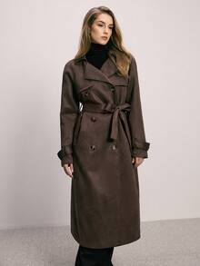 ATUI Studio Damen Mode Doppelreiher Gürtel Trenchcoat