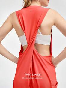 GLOWMODE CloudKnit Oversized Twisted-Back Jumpsuit With Side Pockets Daily Casual - Orange - View 3