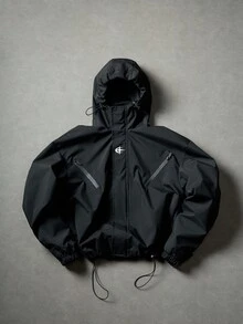 PAVTROS Men Casual Black Techwear Rain Y2k Style Jacket,Outdoor Windbreaker, Parka,Baggy,Winter Jacket,Streetwear, Fall