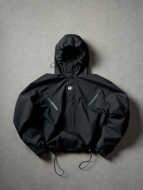 PAVTROS Men Casual Black Techwear Rain Y2k Style Long Sleeve Jacket,Outdoor Windbreaker, Parka,Baggy,Winter Jacket,Streetwear, Fall