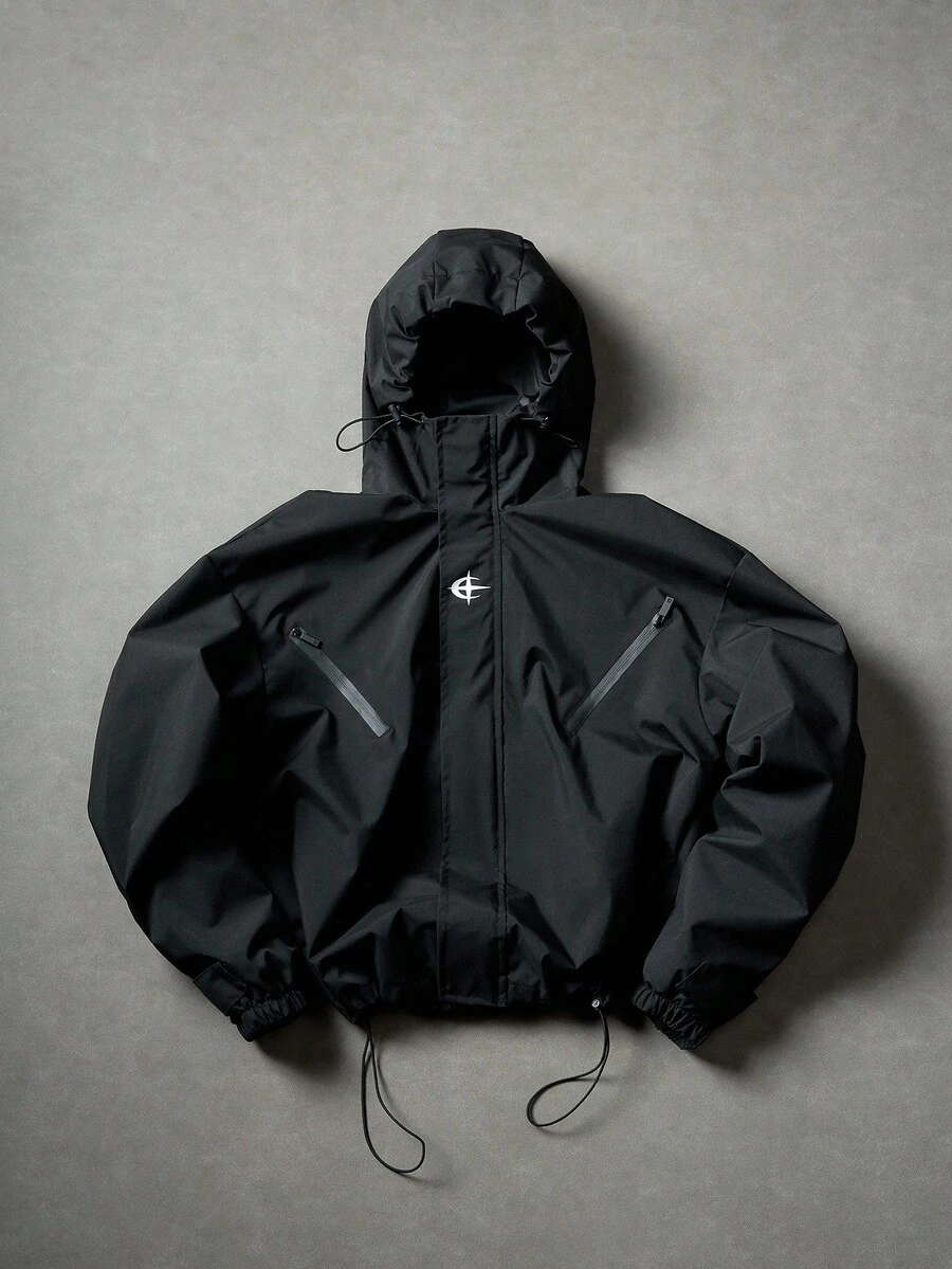 PAVTROS Men Casual Black Techwear Rain Y2k Style Jacket,Outdoor Windbreaker, Parka,Baggy,Winter Jacket,Streetwear, Fall