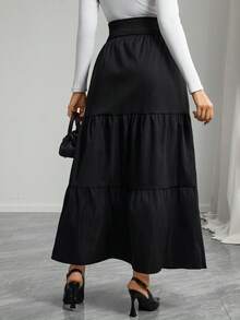 Momance 纯色百褶孕妇裙 - 黑色 - 查看 2