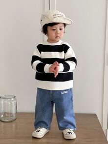 SHEIN 男童宽松蓝色牛仔裤 - 中等水洗藍 - 查看 3