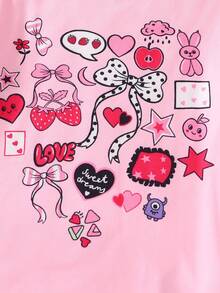 Tween Girls Slogan Plaid Pattern Long Sleeve Leggings Pajama Set - Multicolor - View 5