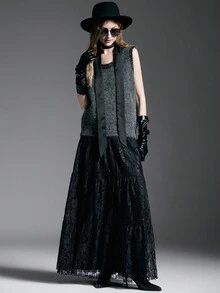 MYSTAURA Damen Pullover Weste mit Rundhalsausschnitt und Strass Verzierung, modisch