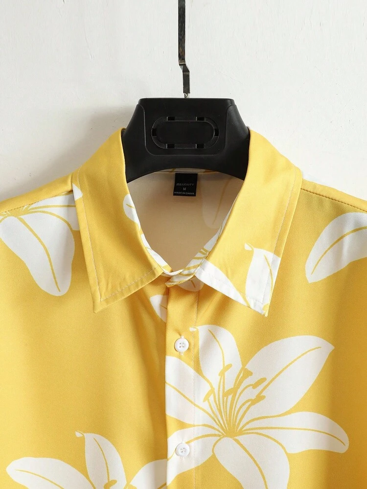 Alderstead Men's Casual Simple Style Short Sleeve Shirt, Suitable For Summer - Yellow - View 5