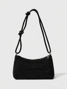 SHEIN BAE Túi Hobo màu đen nhẹ, giản dị dành cho doanh nhân Trang trí có dây kéo dành cho nữ tuổi teen Sinh viên đại học, tân binh và nhân viên cổ trắng Hoàn hảo cho văn phòng, đại học, công việc, kinh doanh, đi làm, ngoài trời, du lịch, đi chơi - màu đen - Xem 4