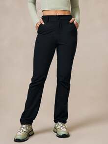 OutZeal 女士户外黑色裤子，适合露营、徒步旅行，防水弹力修身款，带口袋 - 黑色 - 查看 8