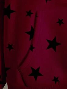 INAWLY Sudadera con capucha para mujer, elegante y versátil, con diseño bordado de estrella y pentagrama, adecuada para ropa exterior, campamento, otoño/invierno, vuelta al colegio, graduación, atuendo de maestro