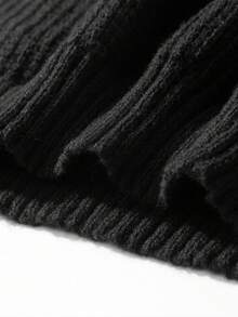 Chillumni Men's Casual Solid Color Knit Sweater, Autumn/Winter, Long Sleeve Top - Black - View 6