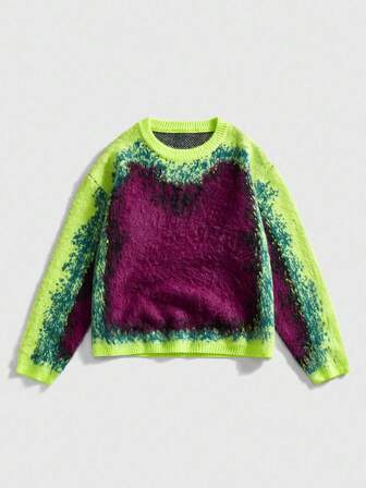 Street Life Maglione a maniche lunghe con vestibilità ampia, stile jacquard, stile grunge, autunno/inverno